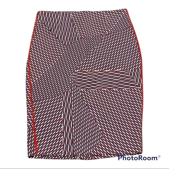 1 State | Red & blue geometric pencil skirt | Small - Picture 2 of 12